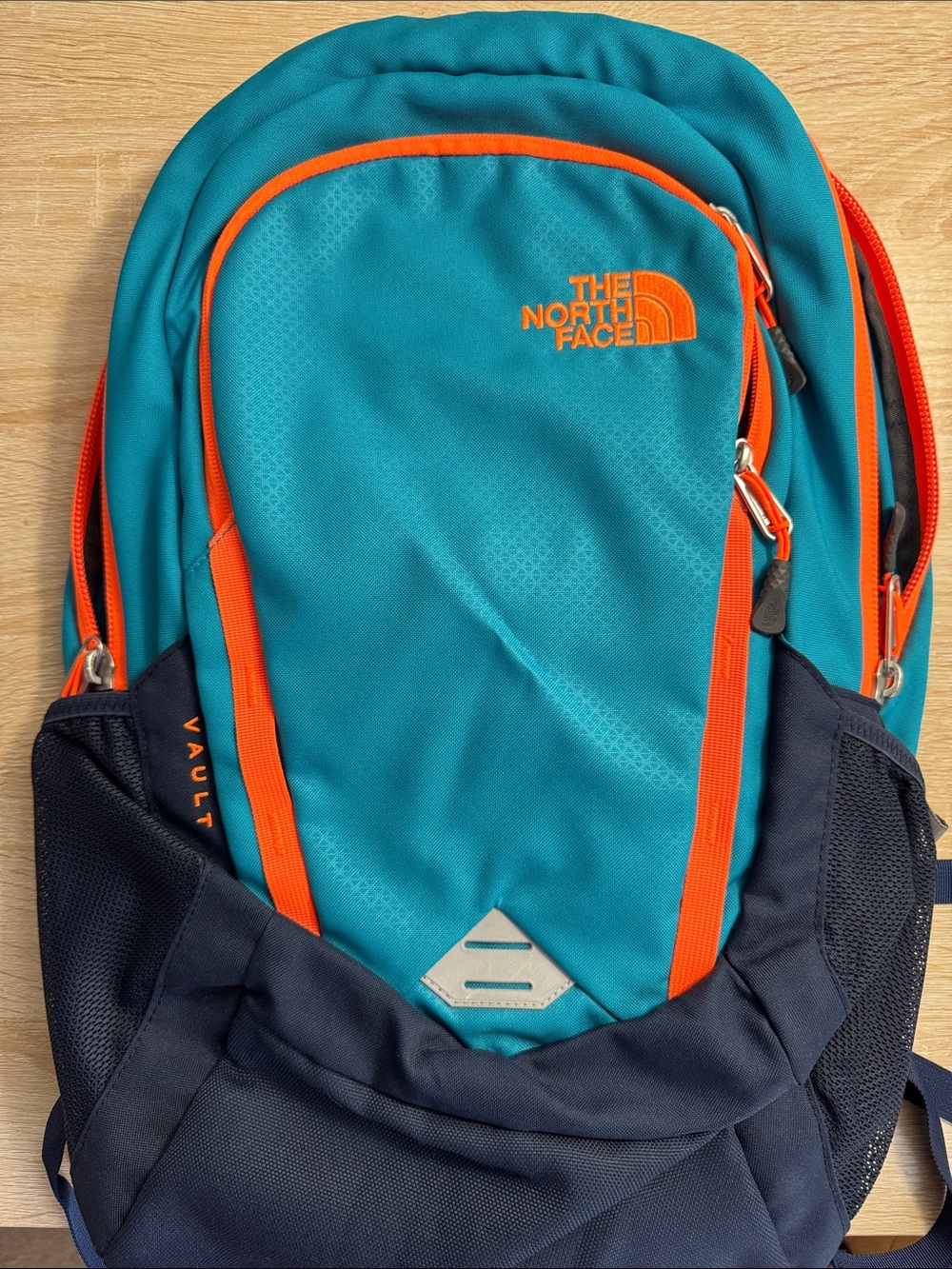 The North Face Backpack in Teal with Orange Trim